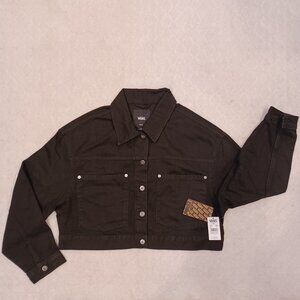 Vans Girl's Medium Jean Jacket Raynes Crop Trucker Black VN000G8SBLK